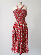 Cargar imagen en el visor de la galería, 1940s - Gorgeous Brick Floral Rayon Dress - W24.5 (62cm)