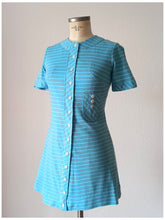 Carica l'immagine nel visualizzatore di Gallery, 1960s - Striped Cotton Blend Mini-Dress - W30 (76cm)