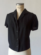 Charger l'image dans la galerie, 1950s 1960s - Black Cotton Blouse - Sz 44