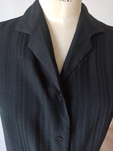Charger l'image dans la galerie, 1950s 1960s - Black Cotton Blouse - Sz 44