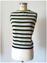 Laden Sie das Bild in den Galerie-Viewer, 1960s - SUBLYM, Spain - Deadstock Green Striped Top - Sz 4