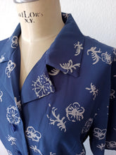 Cargar imagen en el visor de la galería, 1940s - Gorgeous Stone Blue Rayon Dress - W36 (92cm)