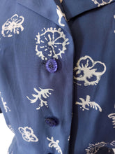 Cargar imagen en el visor de la galería, 1940s - Gorgeous Stone Blue Rayon Dress - W36 (92cm)