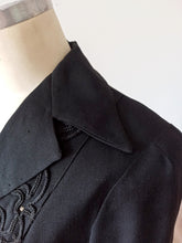Cargar imagen en el visor de la galería, 1940s - FRANCE - Outstanding Rhinestones Gabardine Blazer - W29 (74cm)