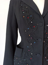 Cargar imagen en el visor de la galería, 1940s - FRANCE - Outstanding Rhinestones Gabardine Blazer - W29 (74cm)