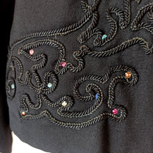 Cargar imagen en el visor de la galería, 1940s - FRANCE - Outstanding Rhinestones Gabardine Blazer - W29 (74cm)