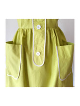 Charger l'image dans la galerie, 1950s 1960s - Gorgeous Arctic Lime Cotton Dress - W29 (74cm)