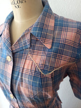 Cargar imagen en el visor de la galería, 1940s - JD - Unworn - Gorgeous Pink Blue Plaid Cotton Dress - W34 (86cm)