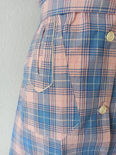 Cargar imagen en el visor de la galería, 1940s - JD - Unworn - Gorgeous Pink Blue Plaid Cotton Dress - W34 (86cm)