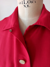 Cargar imagen en el visor de la galería, 1940s - Exquisite Cherry Red Gabardine Rayon Blouse - W35 (90cm)