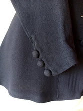 Cargar imagen en el visor de la galería, 1940s - PRESTIGE, Paris - Sublime Couture Black Crepe Jacket - W30 (76cm)