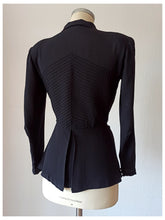 Cargar imagen en el visor de la galería, 1940s - PRESTIGE, Paris - Sublime Couture Black Crepe Jacket - W30 (76cm)