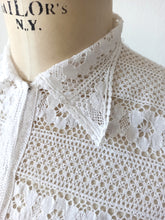 Cargar imagen en el visor de la galería, 1940s 1950s - Gorgeous White Cotton Handmade Blouse - W29 (74cm)