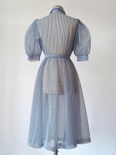 Charger l'image dans la galerie, 1940s 1950s - Stunning Dramatic Balloon Sleeves Striped Dress - W28.5 (72cm)