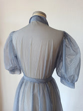 Charger l'image dans la galerie, 1940s 1950s - Stunning Dramatic Balloon Sleeves Striped Dress - W28.5 (72cm)