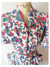 Cargar imagen en el visor de la galería, 1940s - JOSSELYNE, Paris - Stunning Cotton Dress - W31 (80cm)