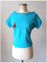 Charger l'image dans la galerie, 1950s - SUBLYM - Deadstock Blue Cotton Top - Sz 1