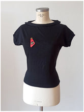 Charger l'image dans la galerie, 1950s - SUBLYM - Deadstock Black Cotton Top - Sz 2