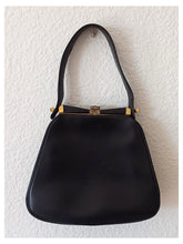 Charger l'image dans la galerie, 1940s - Exquisite Black Leather Handbag