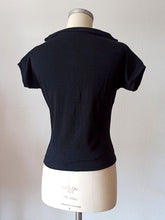 Charger l'image dans la galerie, 1950s - SUBLYM - Deadstock Black Cotton Top - Sz 2