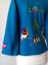Charger l'image dans la galerie, 1940s 1950s - Gorgeous Blue Embroidered Mexican Jacket