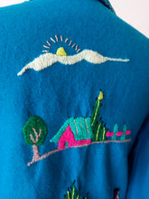 Charger l'image dans la galerie, 1940s 1950s - Gorgeous Blue Embroidered Mexican Jacket