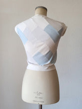 Cargar imagen en el visor de la galería, 1940s 1950s - DEADSTOCK - Gorgeous Blue Grey White Cotton Top - Sz 2