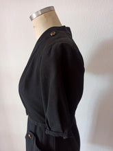 Carica l'immagine nel visualizzatore di Gallery, 1940s - Superb French Black Soft Wool Dress - W29 (74cm)