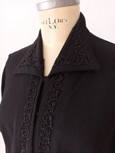Cargar imagen en el visor de la galería, 1940s - Superb Black Gabardine Wool Dress - W39 (100cm)