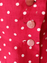 Cargar imagen en el visor de la galería, 1940s 1950s - Exquisite 2pc Red Dotted Dress Jacket - W28 (72cm)