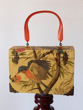 Cargar imagen en el visor de la galería, 1950s 1960s - Adorable Decoupage Wooden Handbag