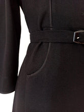 Cargar imagen en el visor de la galería, 1940s - Stunning Black Wool Belted Dress - W31 (80cm)