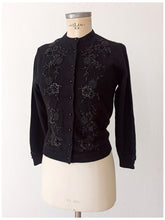 Charger l'image dans la galerie, 1950s - KOHLER, Belgium - Stunning Black Beaded Angora Cardigan
