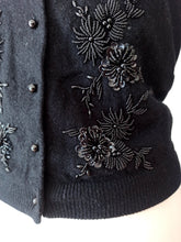 Charger l'image dans la galerie, 1950s - KOHLER, Belgium - Stunning Black Beaded Angora Cardigan