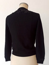 Charger l'image dans la galerie, 1950s - KOHLER, Belgium - Stunning Black Beaded Angora Cardigan