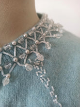 Load image into Gallery viewer, 1950s - Adorable Blue Beaded Angora Wool Cardigan