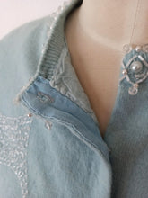 Load image into Gallery viewer, 1950s - Adorable Blue Beaded Angora Wool Cardigan
