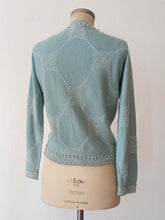 Load image into Gallery viewer, 1950s - Adorable Blue Beaded Angora Wool Cardigan