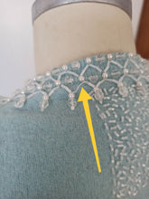 Load image into Gallery viewer, 1950s - Adorable Blue Beaded Angora Wool Cardigan