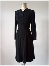 Load image into Gallery viewer, 1940s - Superb Black Rayon Silk Dress - W33 (84cm)