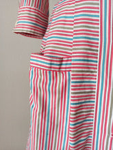 Load image into Gallery viewer, 1950s - Adorable Color Stripes Cotton Dress - W31 (80cm)