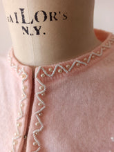 Charger l'image dans la galerie, 1950s - Adorable Light Pink Wool Beaded Cardigan