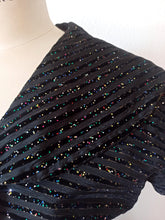 Charger l'image dans la galerie, 1950s - Stunning Black Glitter Dress - W30 (76cm)