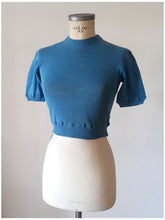 Charger l'image dans la galerie, 1940s 1950s - MARVA, Spain - Deadstock Blue Cotton Knit Top