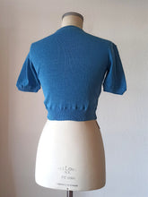 Charger l'image dans la galerie, 1940s 1950s - MARVA, Spain - Deadstock Blue Cotton Knit Top
