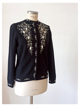 Charger l'image dans la galerie, 1950s - Marvelous Black Beaded Angora Wool Cardigan