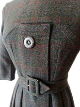 Load image into Gallery viewer, 1950s - Gorgeous Grey Red Tartan Wool Dress - W26 (66cm)