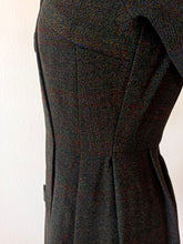 Load image into Gallery viewer, 1950s - Gorgeous Grey Red Tartan Wool Dress - W26 (66cm)