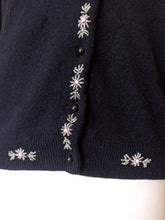 Charger l'image dans la galerie, 1950s - Marvelous Black Beaded Angora Wool Cardigan
