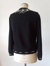 Charger l'image dans la galerie, 1950s - Marvelous Black Beaded Angora Wool Cardigan
